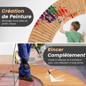 RELAX4LIFE Allée de Jardin Déroulant en Bois 216CM, Chemin de Potager Enroulable avec Surface Antidérapante, Fils Métalliques,Décorative Extérieure