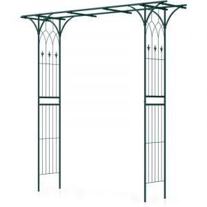 Costway - Arche de Jardin en Métal pour Plantes Grimpantes, Arceau à Rosiers en Treillis Extérieur 205x52x206CM, Support de Toile de Fond Élégant,