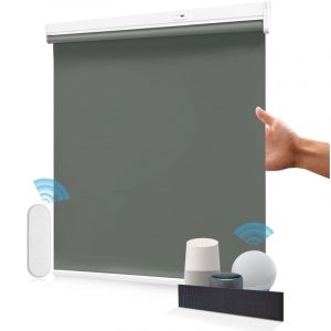 Stores Enrouleur Occultant Électriques Rechargeable, Store Occultant avec Moteur & Télécommande, avec ou sans Perçage, Batterie au Lithium, 85x150cm,