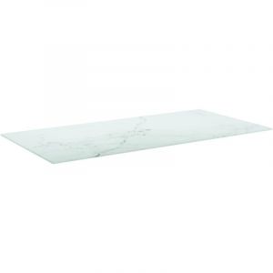 Dessus de table，Plateau de table，Dessus de bureau blanc 100x50 cm 6 mm verre tremp&eacute; design marbre CFW17545