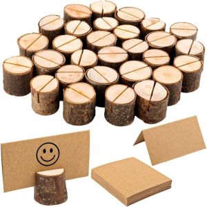 30 porte-cartes bois naturel, supports stables pour mariage, d&eacute;co photo/menu