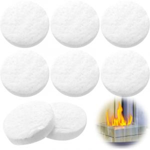 10 Pi&egrave;ces Laine C&eacute;ramique pour Chemin&eacute;e Bio&eacute;thanol, Fibre de Verre, &Eacute;ponge C&eacute;ramique Ronde pour Foyers &agrave; Bio&eacute;thanol, Po&ecirc;le &agrave; Gel, Chemin&eacute;e de Table