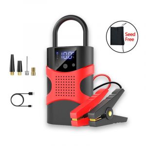 Booster Batterie Voiture avec Compresseur,1800A Booster Batterie Moto/Auto (Jusqu'à 8,5L Gaz ou 7,0 L Diesel) 14800mah Demarreur Batterie Voiture