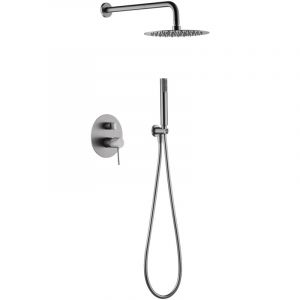 Ensemble de douche toucher à encastrer - Mitigeur monocommande Nickel brossé Ensemble encastré douchette + tête de douche - Gioia Materia