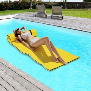 GOPLUS 210X66CM Tapis Flottant de Piscine en Mousse XPE Résistant,Hamac Flottant pour Lacs,Piscines et Plage,1 Personne (Jaune)