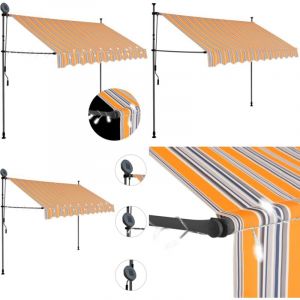 Vidaxl - Auvent manuel rétractable avec led 300 cm Jaune et bleu - Auvent Retractable - Stores Exterieurs - Parasol - Abri Jardin - Éclairage Led
