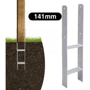 TolleTour 6x Ancrage de poteau Ancrage en H ancre pour abris de voiture.maisons sur pilotis durable H-ancre Ancrage de poteau encastr&eacute; 141MM