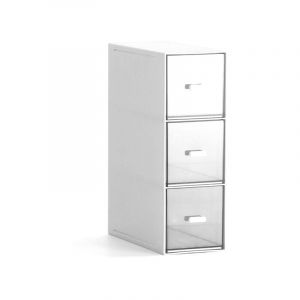 Boite à Thé avec 3 Tiroirs, Rangement Cuisine en Plastique, Boite de Rangement Cuisine, Rangement à Thé, Rangement Maquillage, Casier de Rangement,