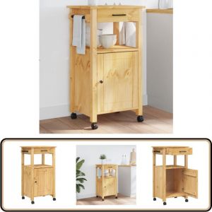 Chariot de cuisine monza 48x40x90 cm bois massif de pin - Chariot De Cuisine - Chariot à Légumes - Meuble De Cuisine - Rangement Cuisine - Étagère