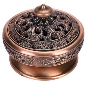 Tuserxln - Petit Encensoir Br&ucirc;le Encens Lotus Bouddha Porte-encens Bronze Vintage Br&ucirc;leur dencens Charbon Po&ecirc;le Luxe Support Encens