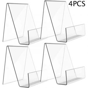 Rangement de bureau, Pr&eacute;sentoir Transparent, 4 pi&egrave;ces, pr&eacute;sentoir d'ornement, support de photo, support de tablette, support d'affaires pour chevalet