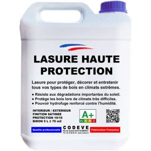 Lasure Haute Protection - 4x5 L - Codeve Bois - Chêne clair - Pour Une Protection Optimum De Vos Bois En Climat Extrême.