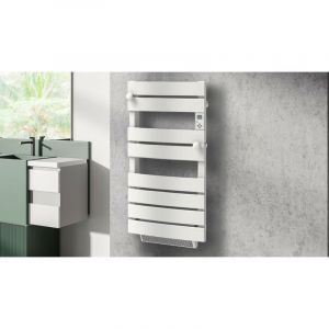 Carrera - jamais utilise] Radiateur sèche-serviette 600W + soufflerie 1000W - Cintre à lames plates - Blanc