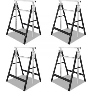 Wolketon 4X Tr&eacute;teau d'&eacute;chafaudage galvanis&eacute; Tr&eacute;teau pliant Echafaudage de construction Tr&eacute;teau de travail Tr&eacute;teau m&eacute;tallique &agrave; usage g&eacute;n&eacute;ral