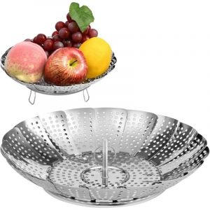 Panier Vapeur en Inox Pliable, 3 Pieds, Accessoire Cuit-Vapeur pour L&eacute;gumes et Fruits - Compact et Pratique pour Cuisine