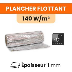 Kit Plancher chauffant &eacute;lectrique sous parquet + Thermostat Wifi tactile (TFT) Ignis - 140 W/m&sup2; : 980 W - 7 m&sup2; : longueur: 1400 cm - Largeur: 50 cm