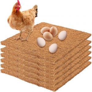 6 Pièces Tapis de Nidification en Fibre de Coco, Litière en Fibre de Coco pour nichoirs à Poulet Tapis d'élevage de volaille de Fond de poulailler,