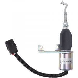 Prenfle - Jeffergarden Electrovanne d'arrêt de carburant, DC12V 55mm distance de trou vanne d'arrêt de moteur vanne d'arrêt de moteur d'excavateur