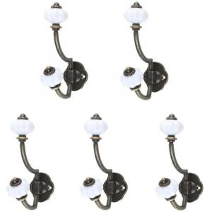 Crochets Muraux C&eacute;ramique R&eacute;tro Bronze 5 Pi&egrave;ces Style Pastoral Porte Manteau Porte