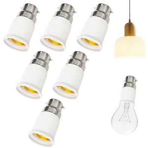 6 Pi&egrave;ces Adaptateur B22 E E27, Adaptateur Ampoule Baillonette Vers Vis, Convertisseur Douille B22 To E27, 0-250v, Pour Ampoules Led, Incandescente