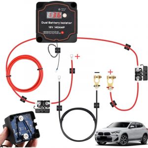 Isolateur de batterie double automatique, Kit d'isolateur de batterie double pour fourgonnettes, camions, camping-cars, vtt, utv, bateaux, v&eacute;hicules