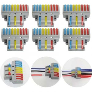 Bornes De Connexion, 6 Pcs Connecteur &Eacute;lectrique Avec Levier De Fonctionnement, Compact Borne De Connexion &Eacute;lectrique Automatique, 3 In 9 Out, Avec