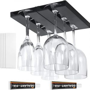 2 Pièces Porte verres suspendu, Support à Verre à Vin Suspendu, Support à Verre à Vin sous Armoire, Auto-adhésif Porte-Verres à Pied Suspendu pour