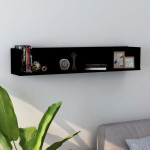Design In - tagère murale,Étagère suspendue,Etagères Flottantes à cd Noir 100x18x18 cm Bois d'ingénierie CFW89965