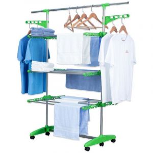 Etendoir a linge a 3 niveaux grande capacite vert