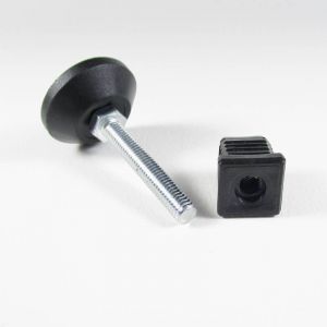 Ajile - Kit de R&eacute;glage / Mise &agrave; Niveau pour tube carr&eacute; 20x20 mm avec Pied V&eacute;rin Filet&eacute; en Acier Zingu&eacute; M8 x 50 mm Embase diam&egrave;tre 40 mm