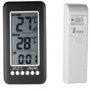 Thermom&egrave;tre Interieur et Exterieur sans fil 2 en 1 Horloge Thermom&egrave;tre LCD ℃ / ℉ Thermom&egrave;tre Int&eacute;rieur / Ext&eacute;rieur Num&eacute;rique Horloge Mesure de