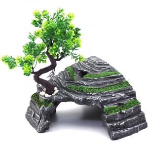 Abri pour reptiles - Terrarium - Cachette - Rampe pour tortue - Plateforme - Décoration d'habitat - Humidificateur - Cachette en résine - Laoa