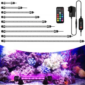 Wolketon 73cm LED &Eacute;clairage Aquarium Lampe Tube &Eacute;tanche Lighting Plong&eacute;e A Economie D'energie Fish Tank D&eacute;coration avec T&eacute;l&eacute;commande,RGB, pas de bruit