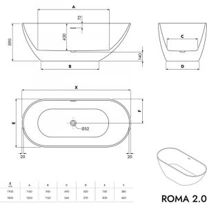 BERNSTEIN - Baignoire îlot Acrylique Oval Moderne pour Salle de Bain avec Bonde et trop plein - Blanc - 170x75x58cm - Qualité supérieure,