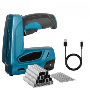 Pistolet &agrave; agrafe &eacute;lectrique sans fil 2 en 1, agrafeuse cloueur 4V avec 2000 agrafes et clous, compatible avec le bois, l'ameublement et le bricolage