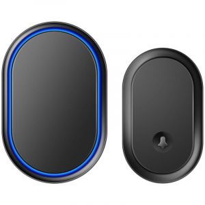 Sonnette sans Fil Exterieur Etanche, IP55 &Eacute;tanche Carillon Electronique 300 M&egrave;tres, Kit d'un R&eacute;cepteur et d'un Emetteur, 60 M&eacute;lodies au 5 Niveaux