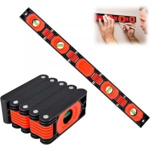 UlisemCCYKXA Niveau a Bulle Aimanté Pliable 60 cm, Mini Niveau à Bulle Magnetique Electricien, Niveau Bulle à Magnétique avec 4 Bulles 45°, 90°,