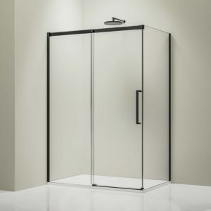 Cabine de douche d'angle verre tremp&eacute; 8mm, Paroi de douche en coin, portes coulissantes, profil&eacute; noir - DX906 70 cm, 150 cm - Bernstein