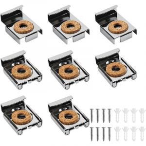 Lot de 8 fixations pour miroir mural : clips &agrave; ressort avec broches et vis, pour miroirs en verre, salle de bain et vestiaire