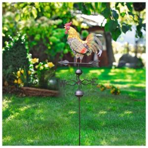 Girouette en métal Décoration de jardin pour pelouse, cour et avant-toit(Coq)