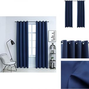 Vidaxl - Rideaux occultants avec anneaux en métal 2 pcs Bleu 140x245 cm - Rideaux Bleus - Rideaux Occultants - Rideaux Pour Salon - Rideaux Pour