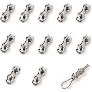 Vtizikl Lot de 12 serre-c&acirc;bles doubles en acier de 1 mm&sup2;, connecteur de serre-c&acirc;ble en acier inoxydable, pince de fixation pour c&acirc;ble de frein,