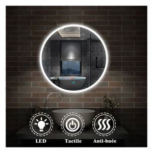 Miroir salle de bain rond diamètre:80cm anti-buée