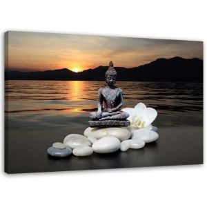Feeby - Tableau, Bouddha sur fond de soleil couchant - 60x40