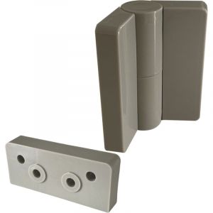 Homewell - Paumelle gauche en nylon avec cache vis pour + cale de paumelle pour cabines sanitaires - ral 7038