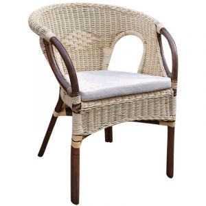 Okaffarefatto - Fauteuil Mandolino en osier de couleur noyer avec coussin inclus dans le confort gratuit