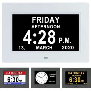 7 Pouces LCD Horloge Num&eacute;rique Calendrier avec Date Jour Et Heure Horloge Non-Abr&eacute;g&eacute;e Auto Dimming 8 Langues HD Display Rappel pour Alzheimer Les