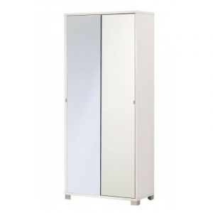 Sarmog - Armoire polyvalente &agrave; deux portes coulissantes avec miroir blanc 82x41x h190 cm