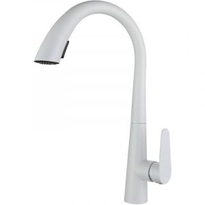Jn.songs - Robinet Cuisine avec Douchette Extractible Mitigeur Cuisine Rotatif &agrave; 360&deg; Blanc 2 Modes de Pulv&eacute;risation Haute Pression