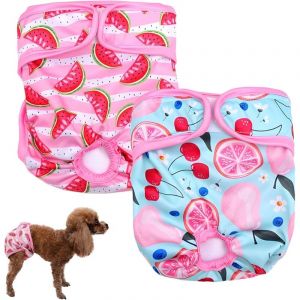 2 Pcs Couches de Chienne, Culotte pour Chiennes Chaleur Culotte Chaleur pour Chien Femelle, Couche Lavable pour Chien Culotte Hygi&eacute;nique R&eacute;utilisable